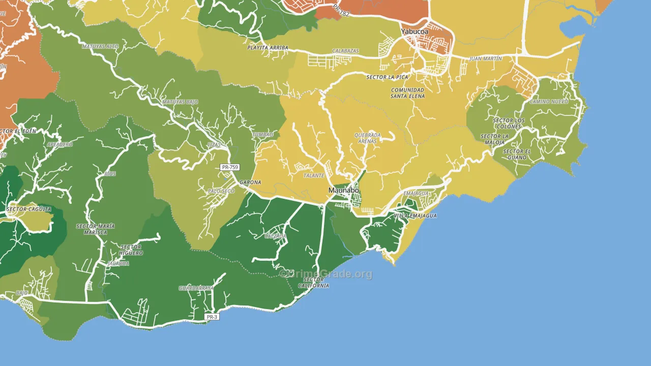 Maunabo Municipio, PR Map of Burglary Rates