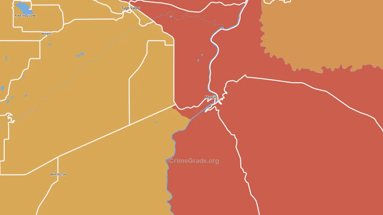 Maupin, OR Map of Burglary Rates