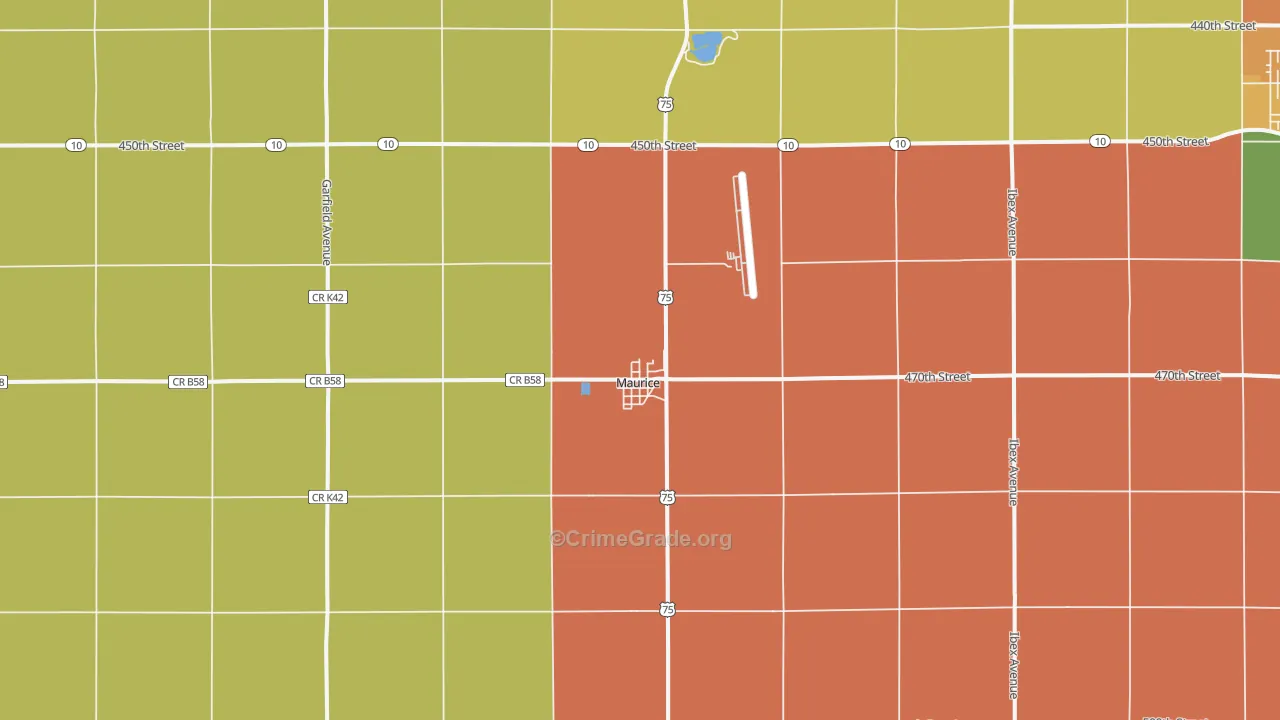 Maurice, IA Map of Burglary Rates