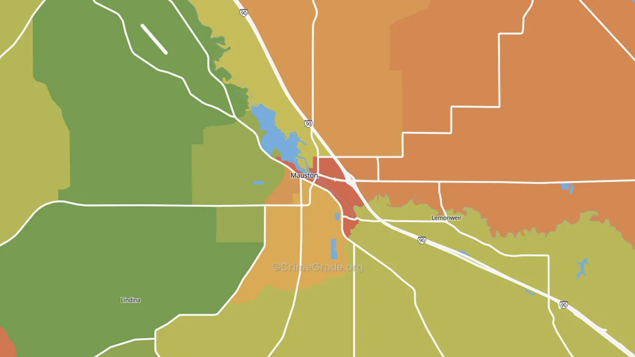 Mauston, WI Map of Burglary Rates