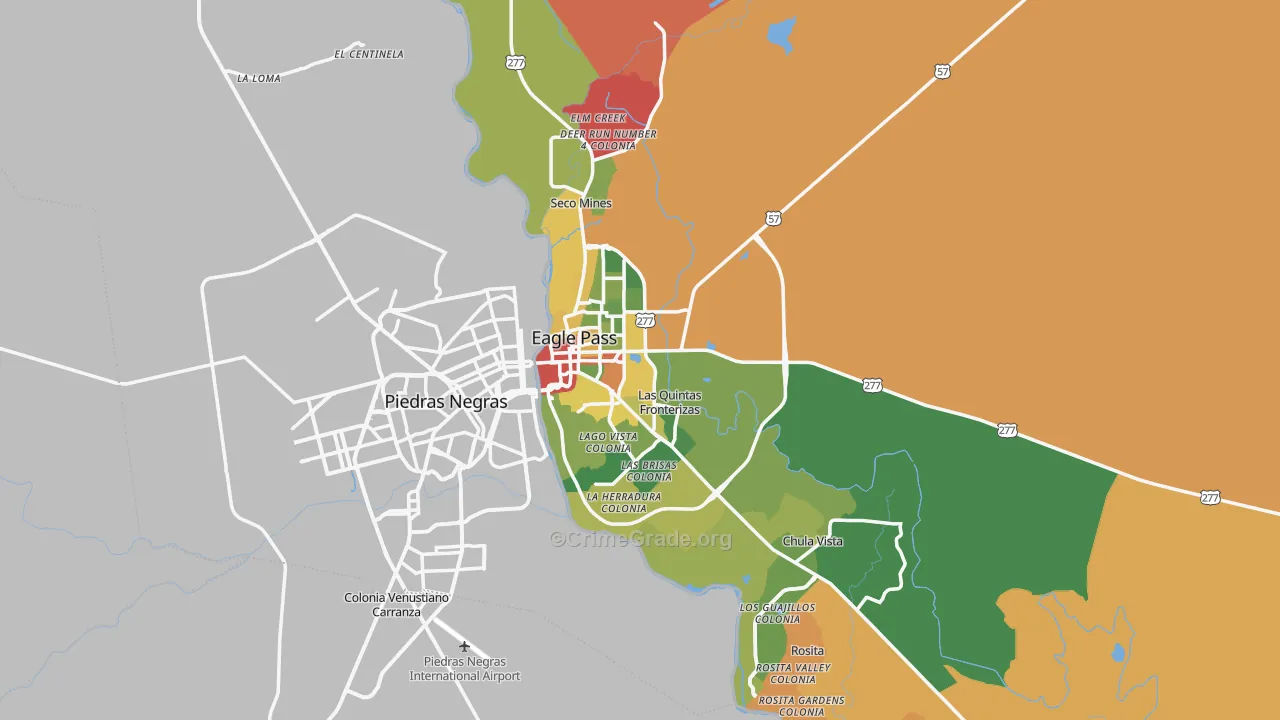 Maverick County, TX Map of Burglary Rates