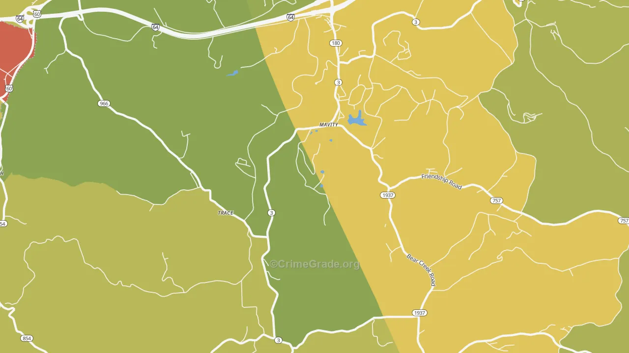 Mavity, KY Map of Burglary Rates