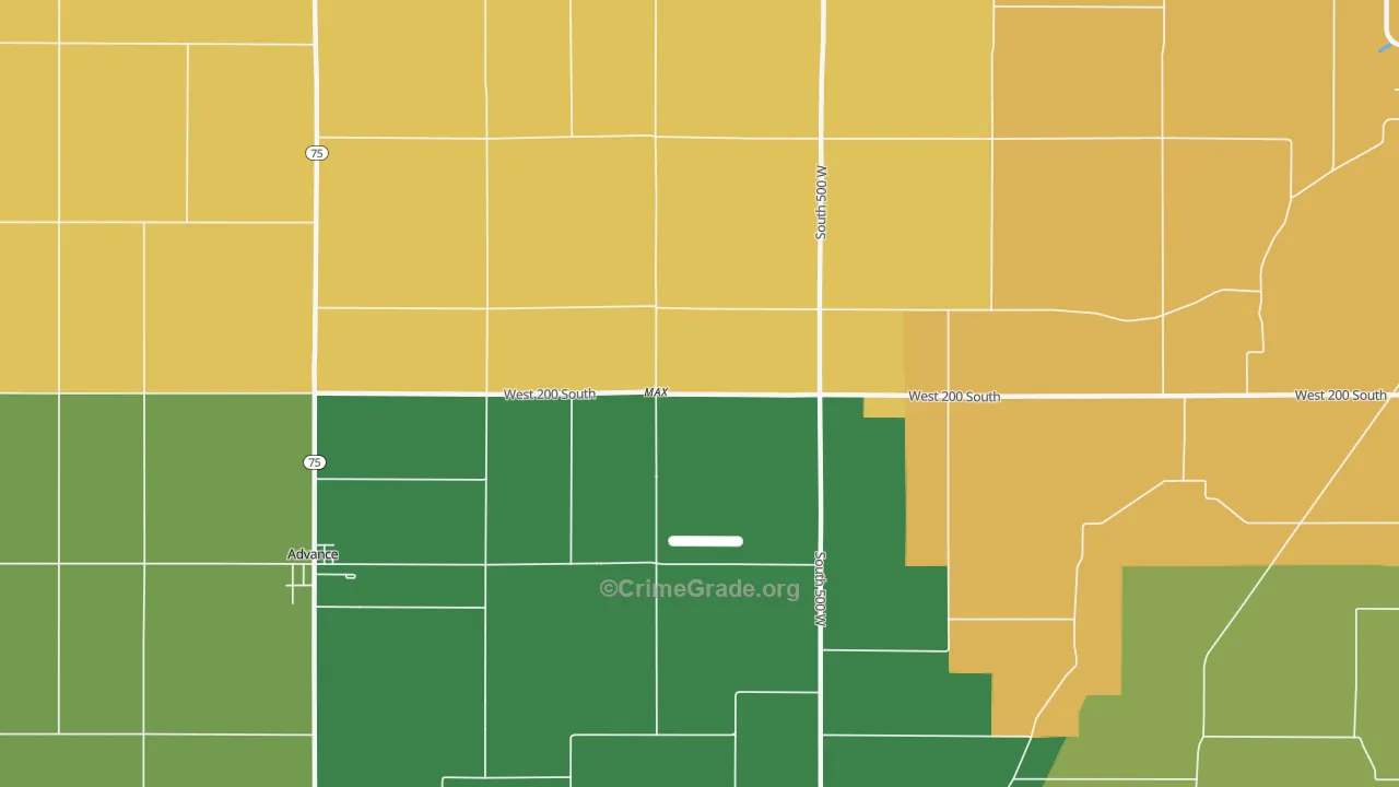 Max, IN Map of Burglary Rates