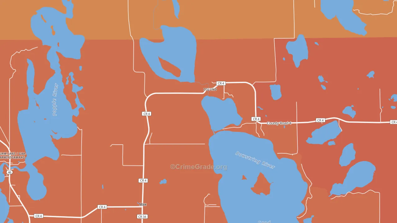 Max, MN Map of Burglary Rates