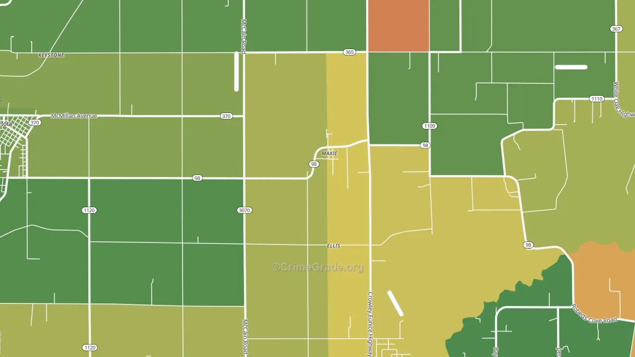 Maxie, LA Map of Burglary Rates