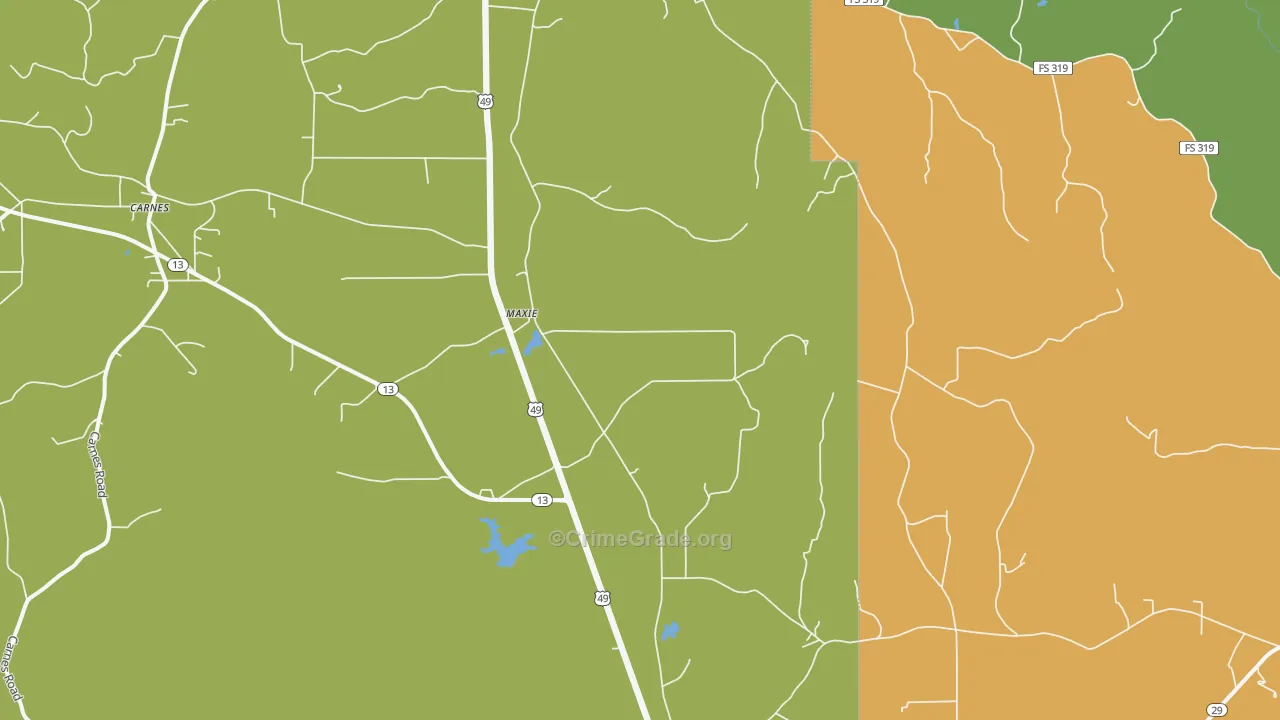 Maxie, MS Map of Burglary Rates