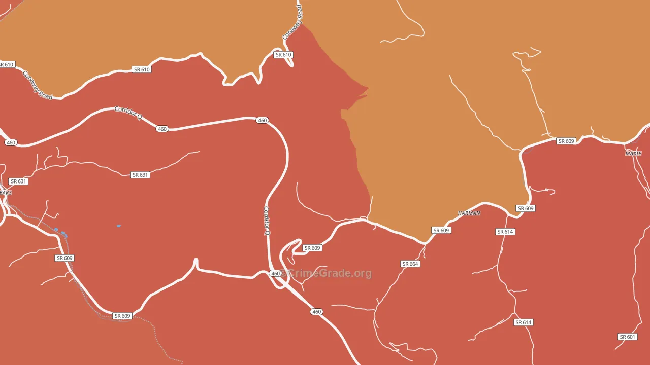 Maxie, VA Map of Burglary Rates