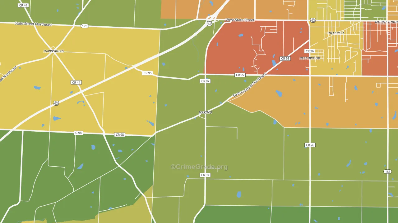 Maximo, OH Map of Burglary Rates