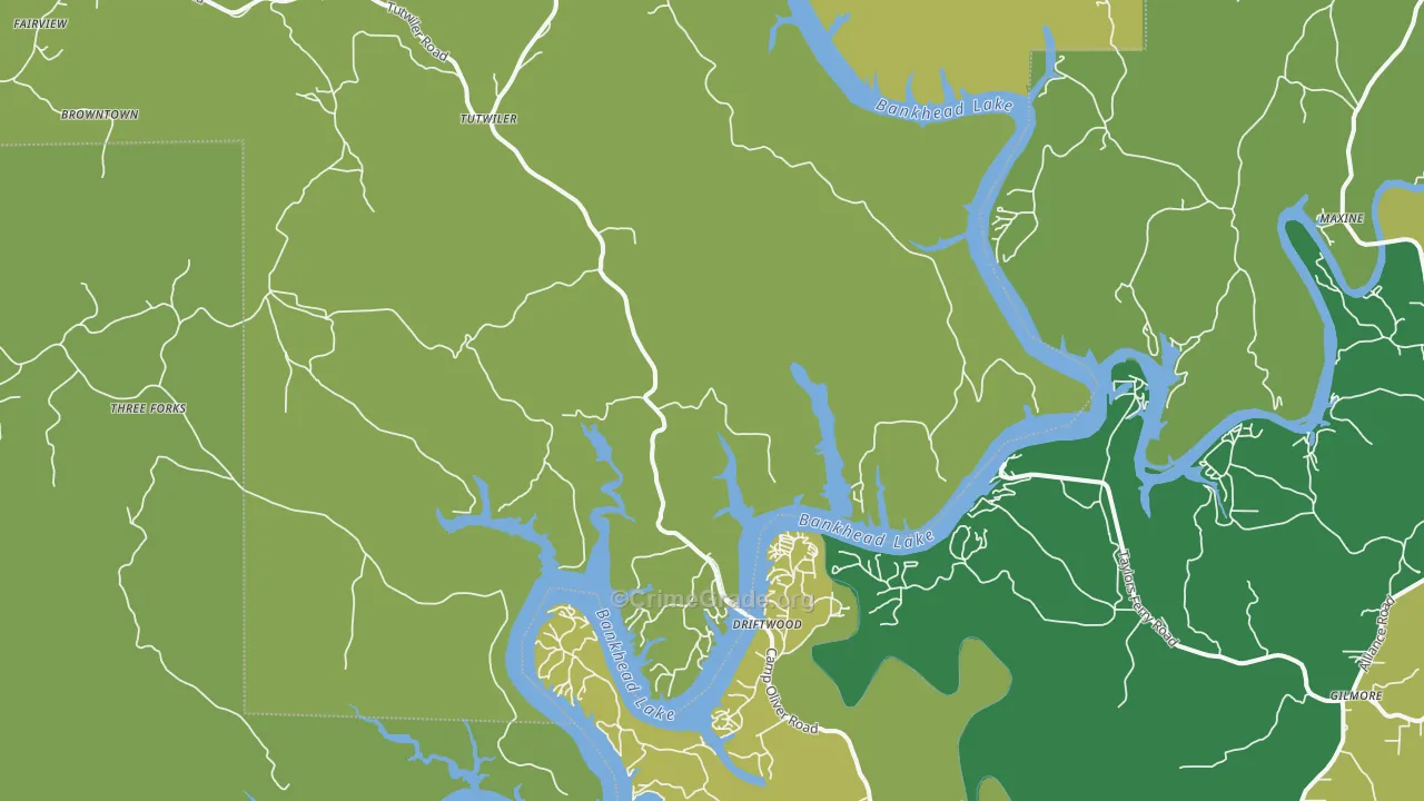 Maxine, AL Map of Burglary Rates