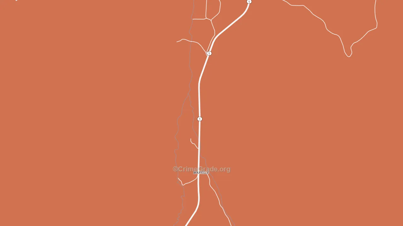 Maxville, MT Map of Burglary Rates