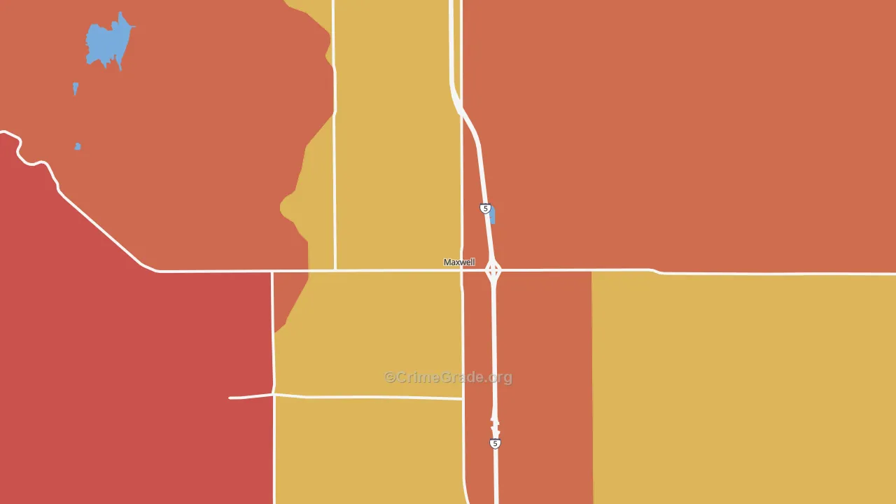 Maxwell, CA Map of Burglary Rates