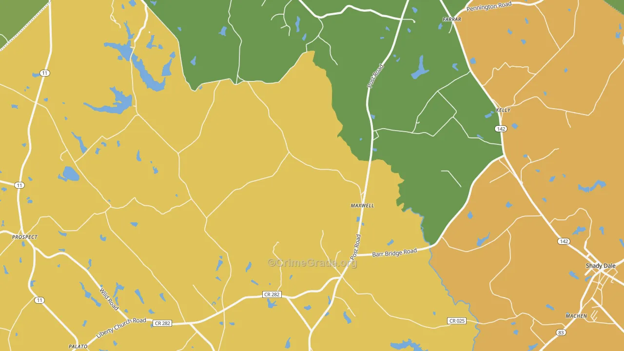 Maxwell, GA Map of Burglary Rates