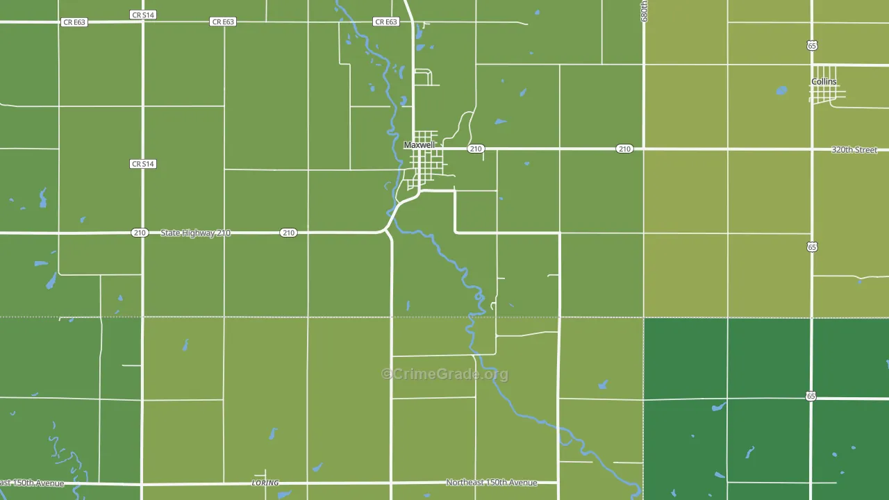 Maxwell, IA Map of Burglary Rates