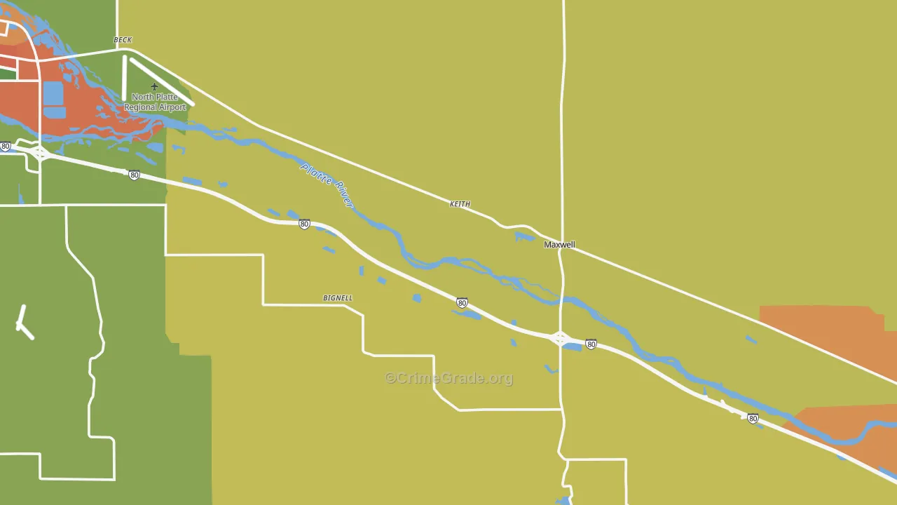 Maxwell, NE Map of Burglary Rates