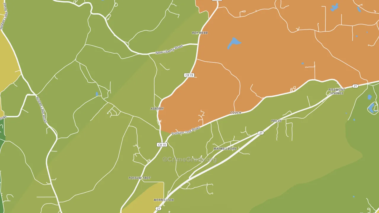 Maxwellborn, AL Map of Burglary Rates