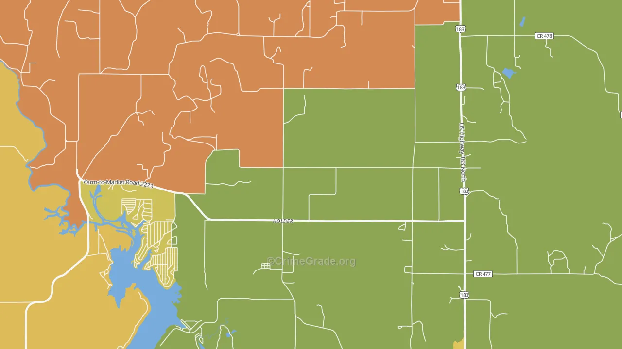 May, TX Map of Burglary Rates