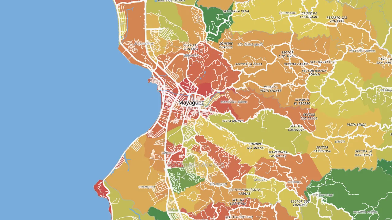 Mayaguez, PR Map of Burglary Rates
