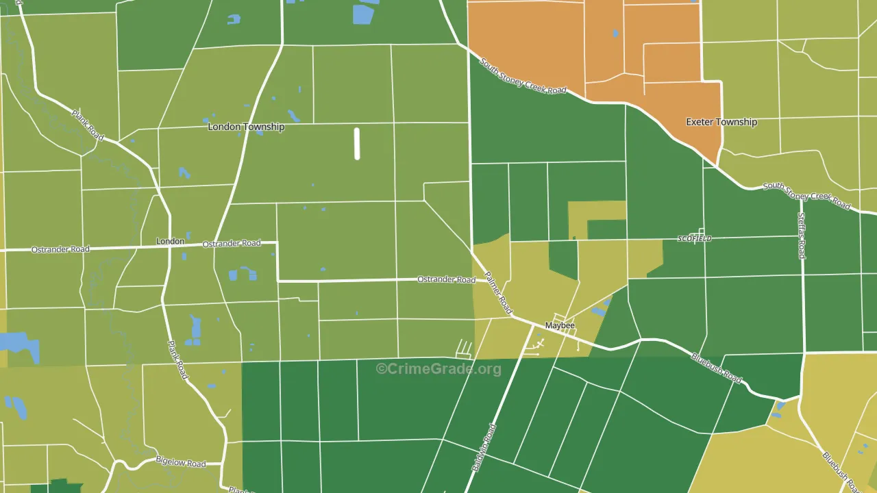 Maybee, MI Map of Burglary Rates