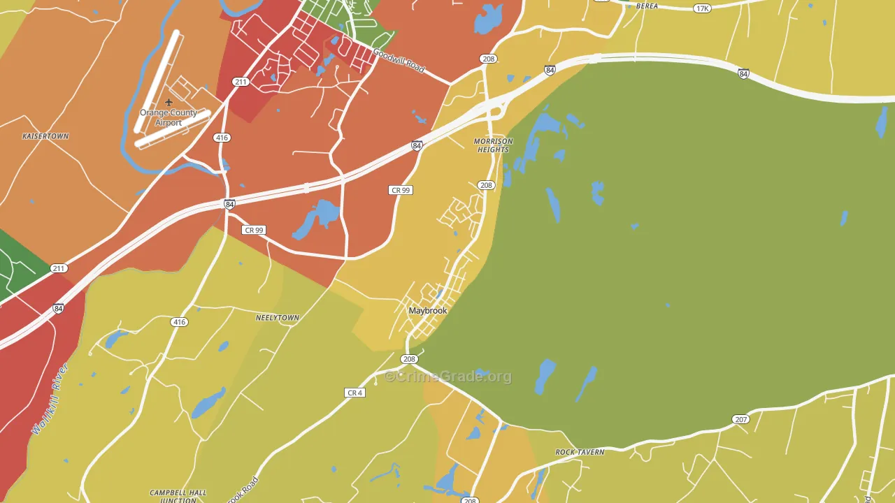 Maybrook, NY Map of Burglary Rates