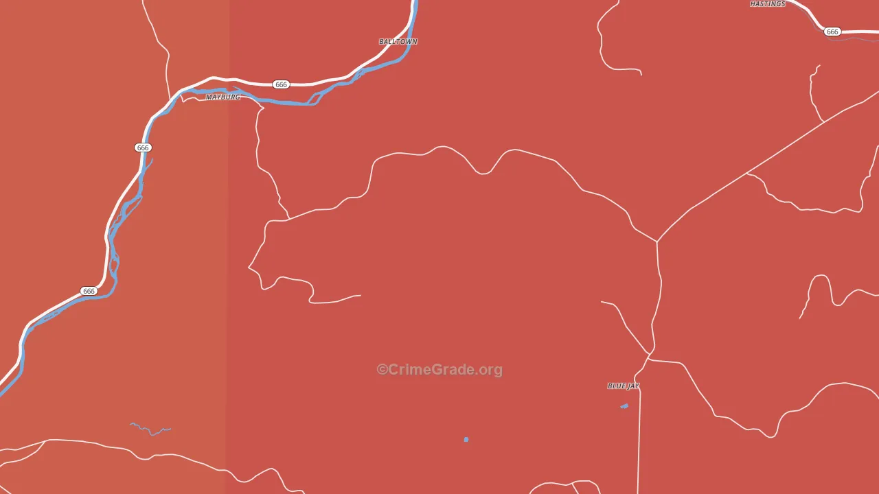 Mayburg, PA Map of Burglary Rates