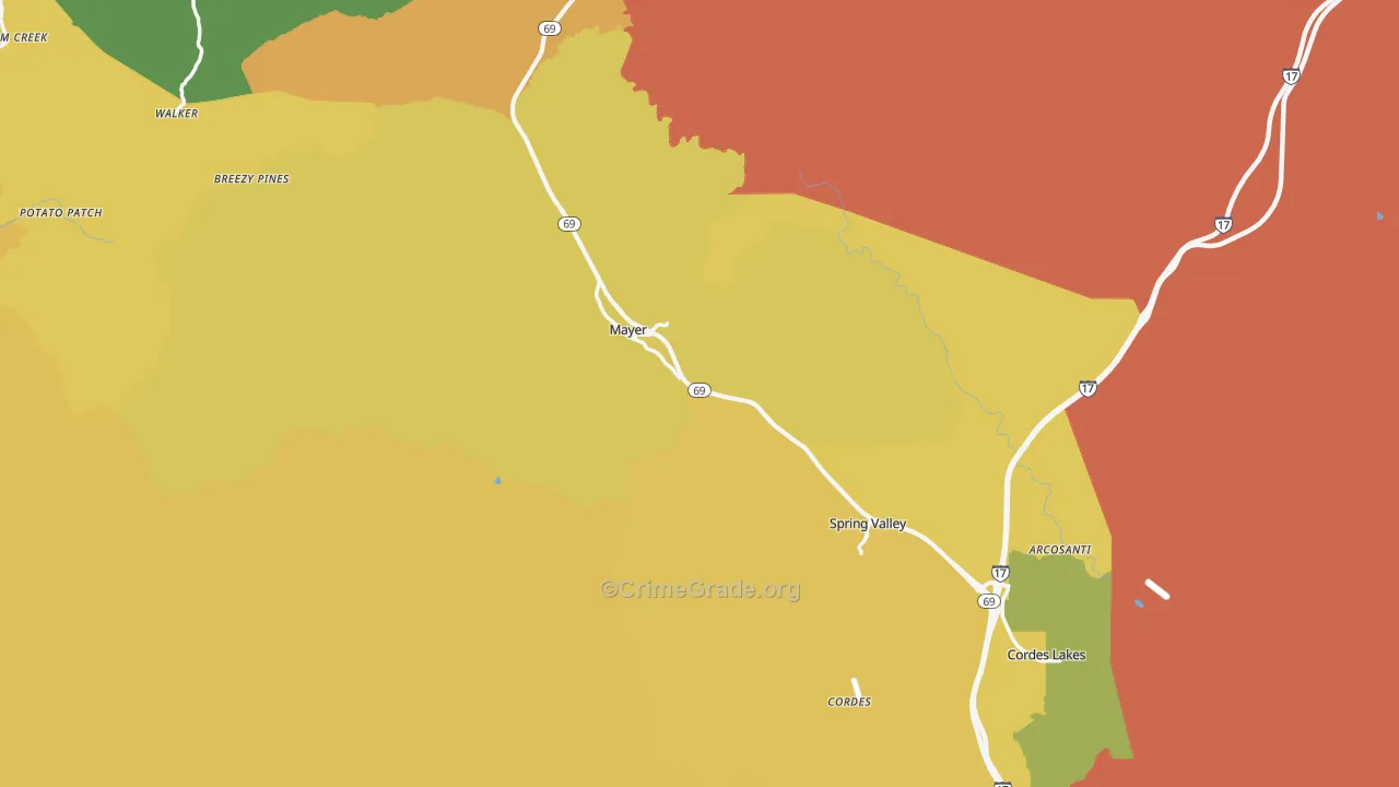 Mayer, AZ Map of Burglary Rates