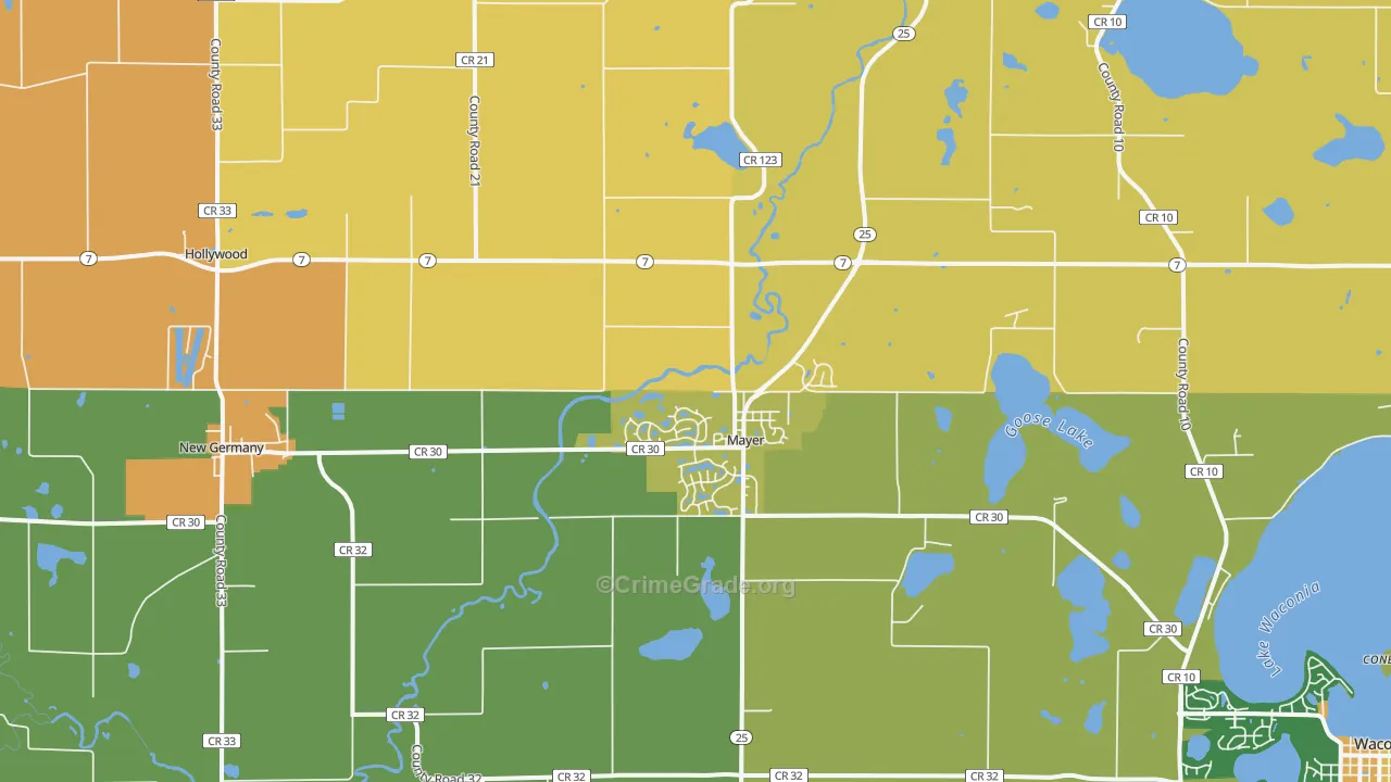Mayer, MN Map of Burglary Rates