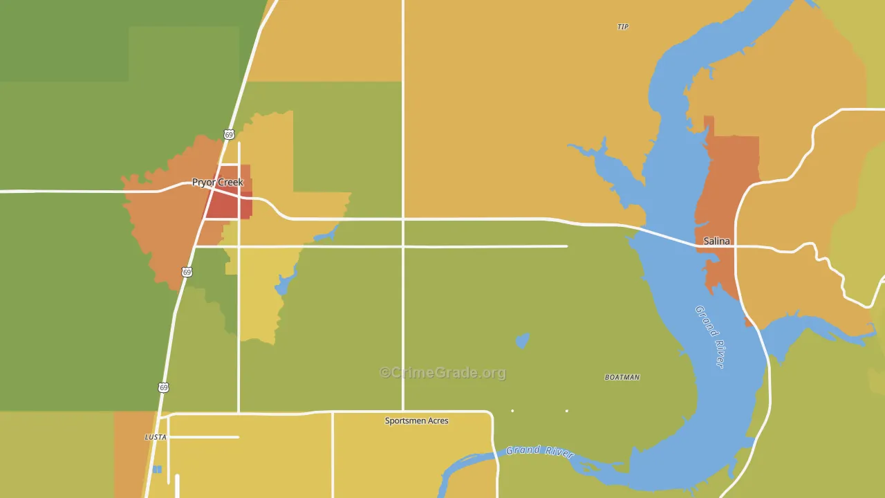 Mayes County, OK Map of Burglary Rates