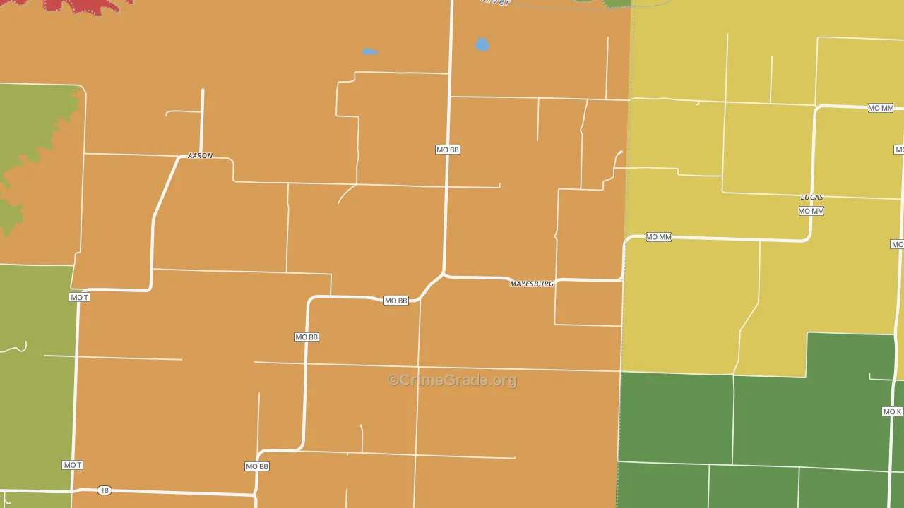 Mayesburg, MO Map of Burglary Rates