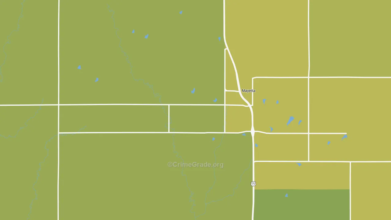 Mayetta, KS Map of Burglary Rates