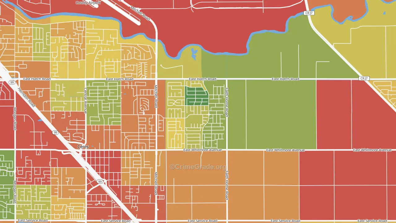Mayfield, Ceres, CA Map of Burglary Rates