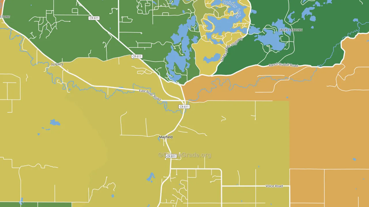 Mayfield, MI Map of Burglary Rates