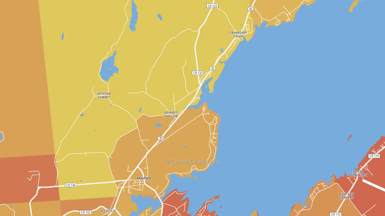 Mayfield, NY Map of Burglary Rates