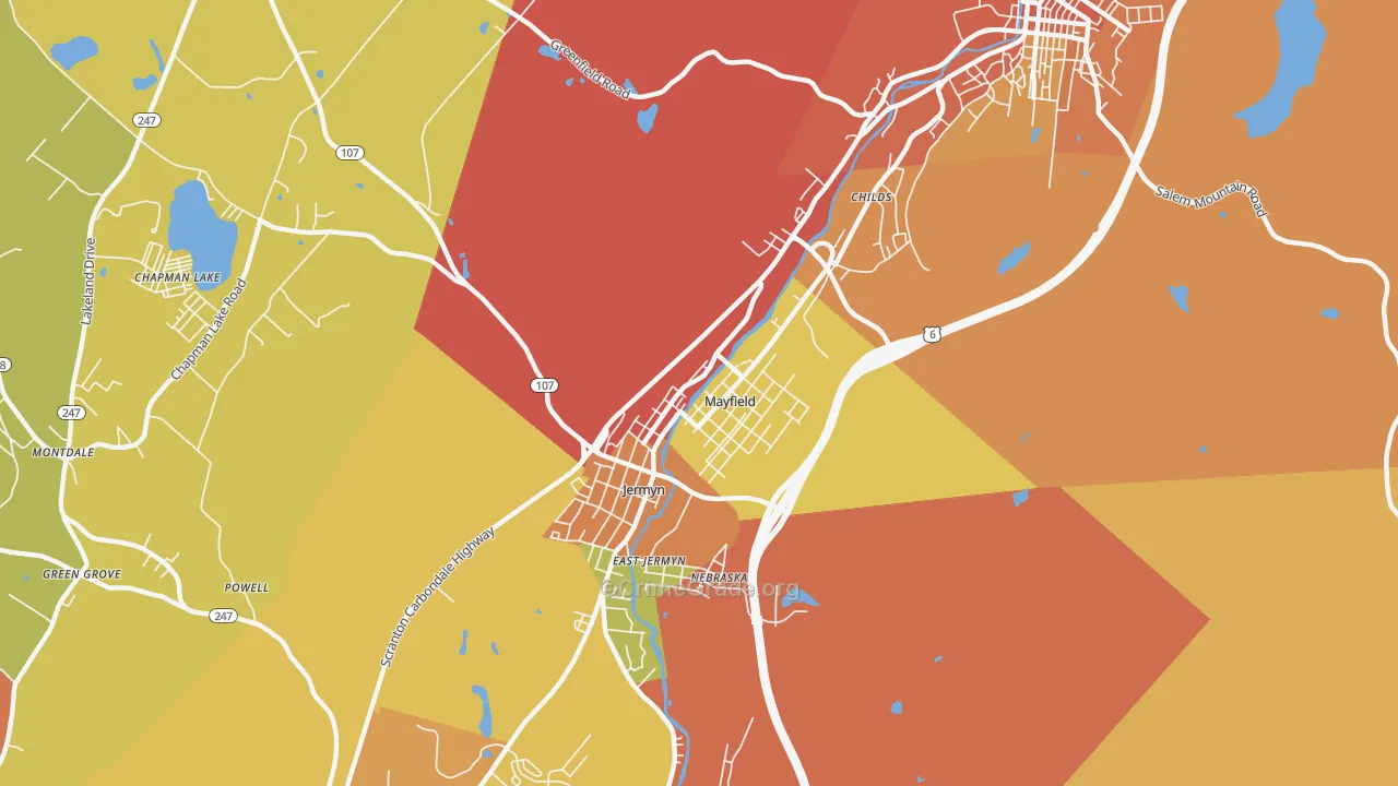 Mayfield, PA Map of Burglary Rates