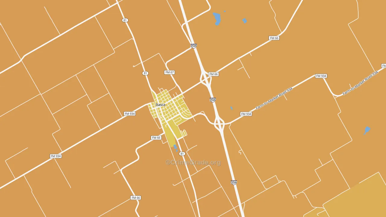 Mayfield, TX Map of Burglary Rates