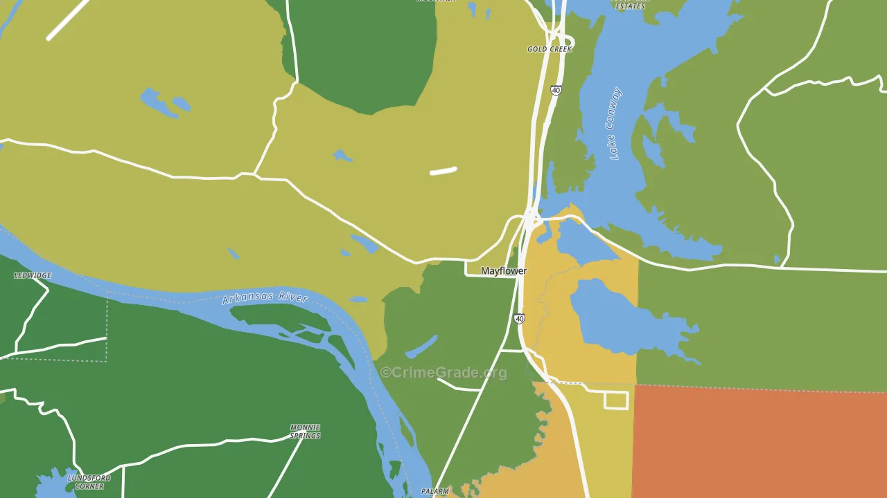 Mayflower, AR Map of Burglary Rates