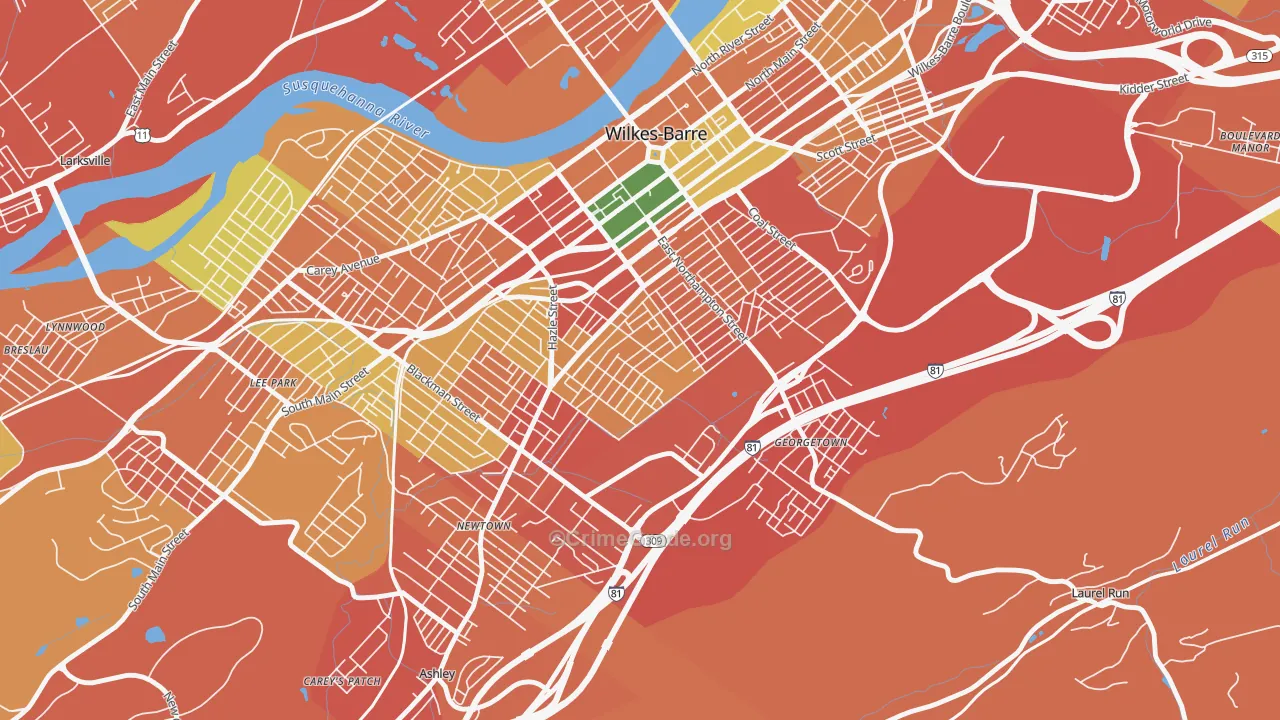 Mayflower, Wilkes-Barre, PA Map of Burglary Rates