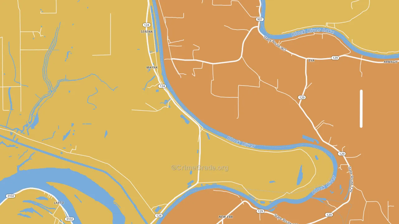 Mayna, LA Map of Burglary Rates