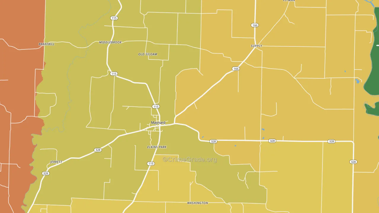 Maynard, AR Map of Burglary Rates
