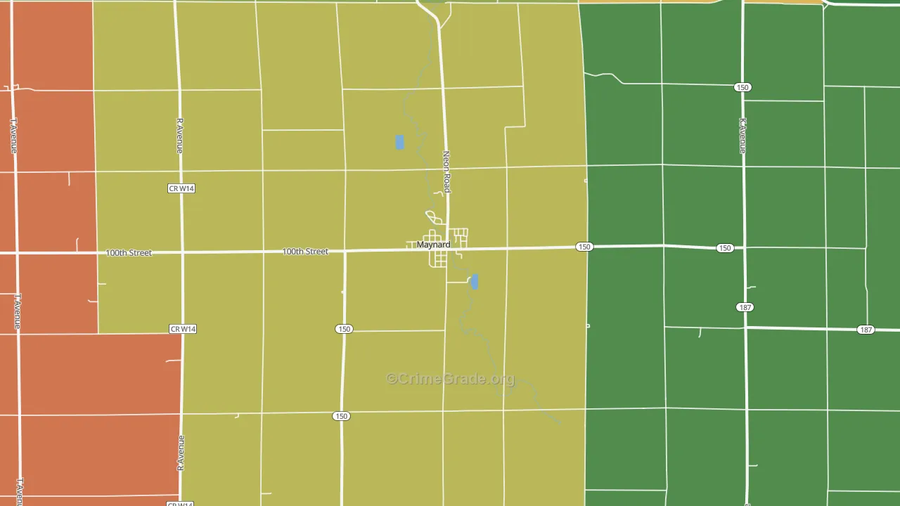 Maynard, IA Map of Burglary Rates
