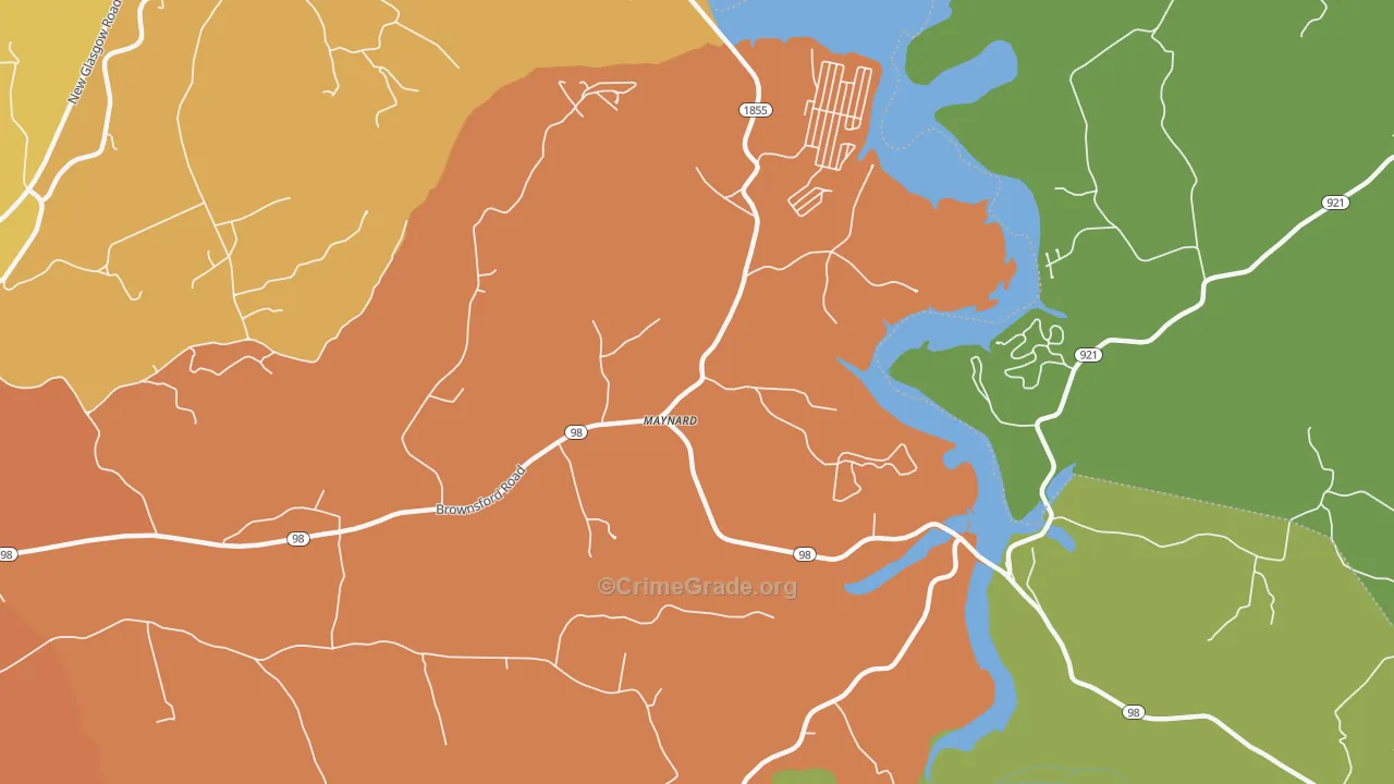 Maynard, KY Map of Burglary Rates