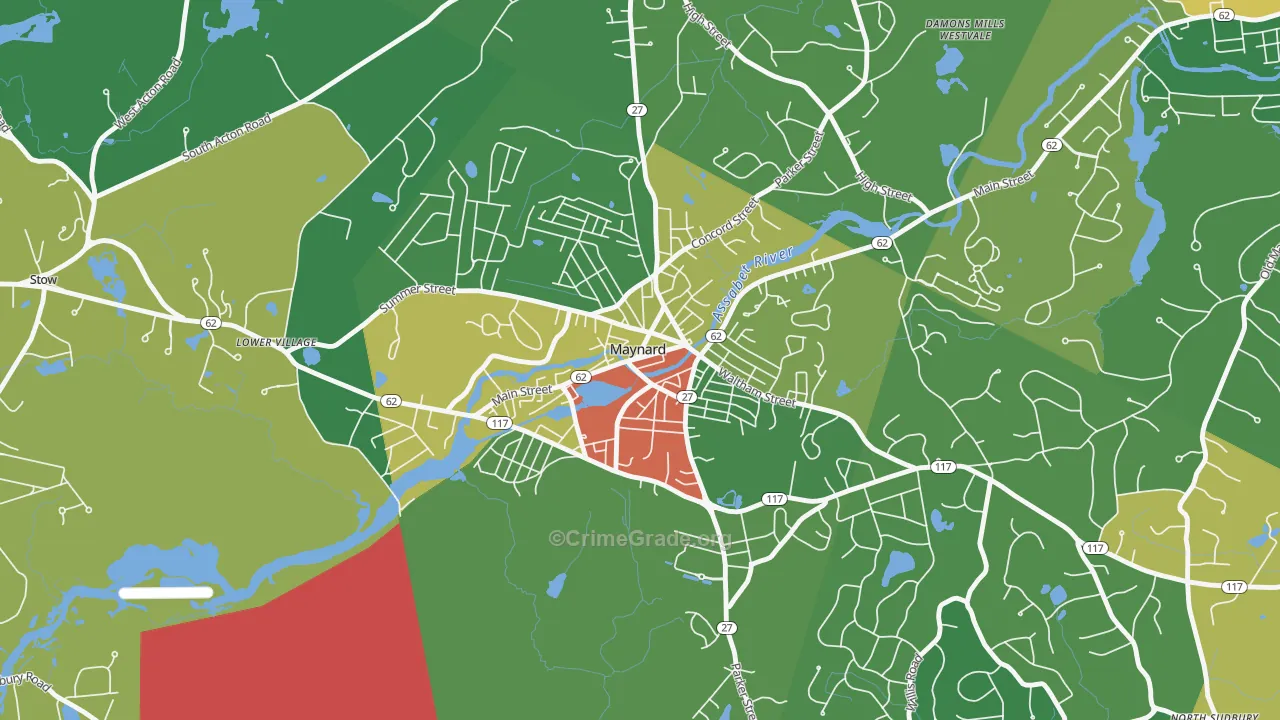 Maynard, MA Map of Burglary Rates