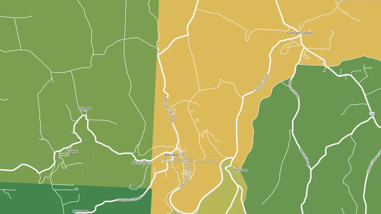 Maynard, OH Map of Burglary Rates