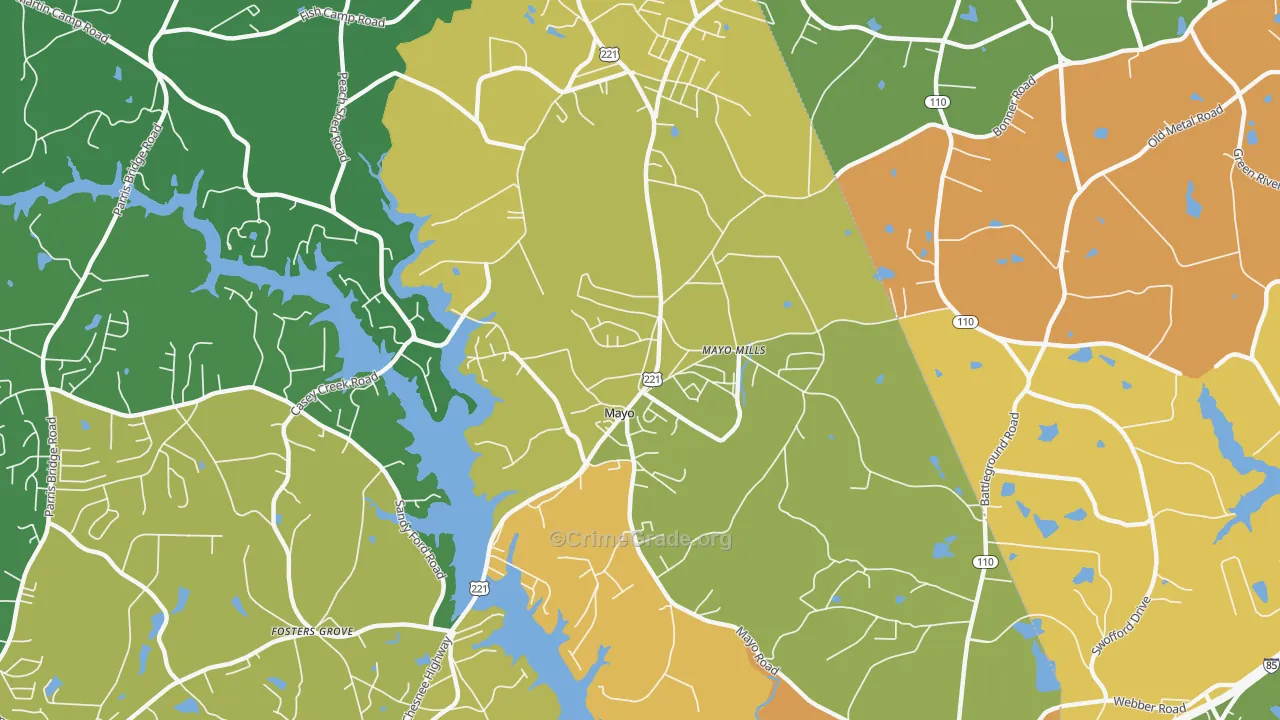 Mayo, SC Map of Burglary Rates