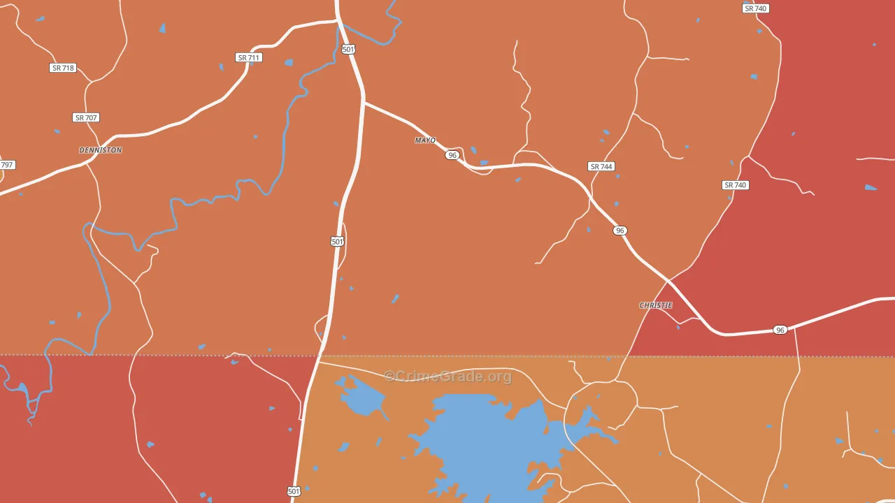 Mayo, VA Map of Burglary Rates
