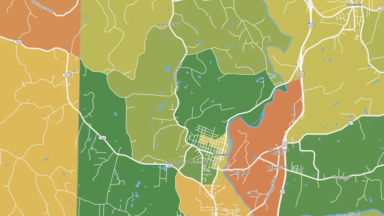 Mayodan, NC Map of Burglary Rates
