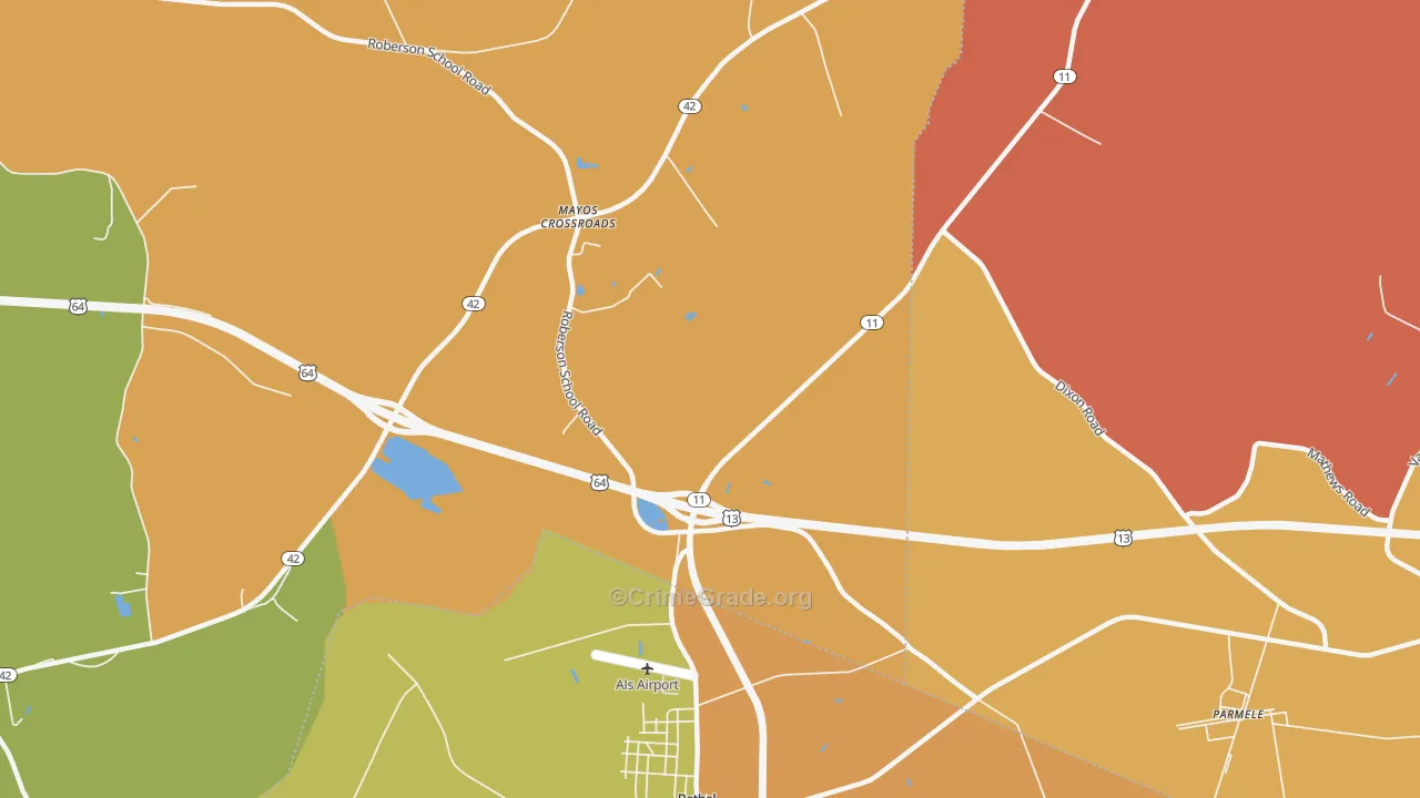 Mayos Crossroads, NC Map of Burglary Rates