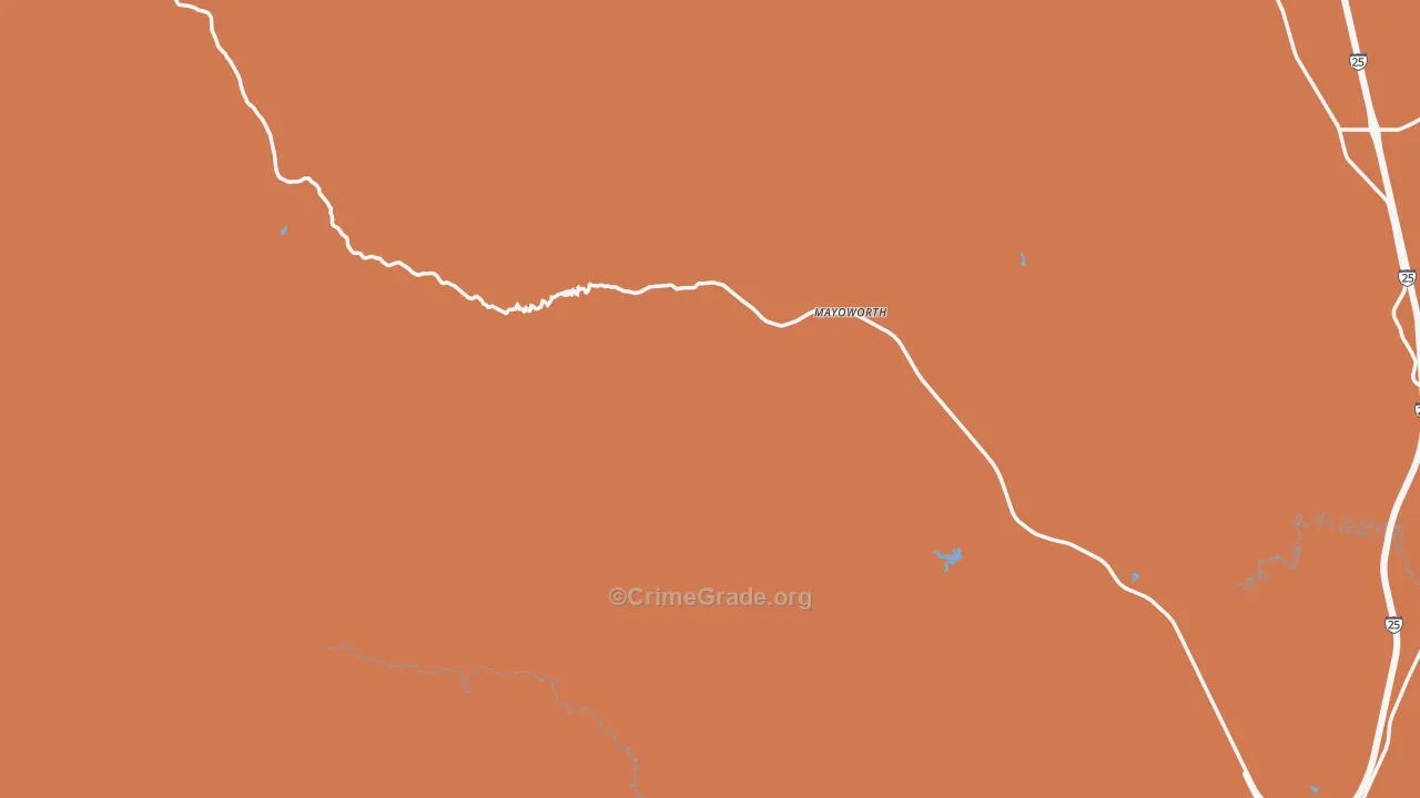 Mayoworth, WY Map of Burglary Rates
