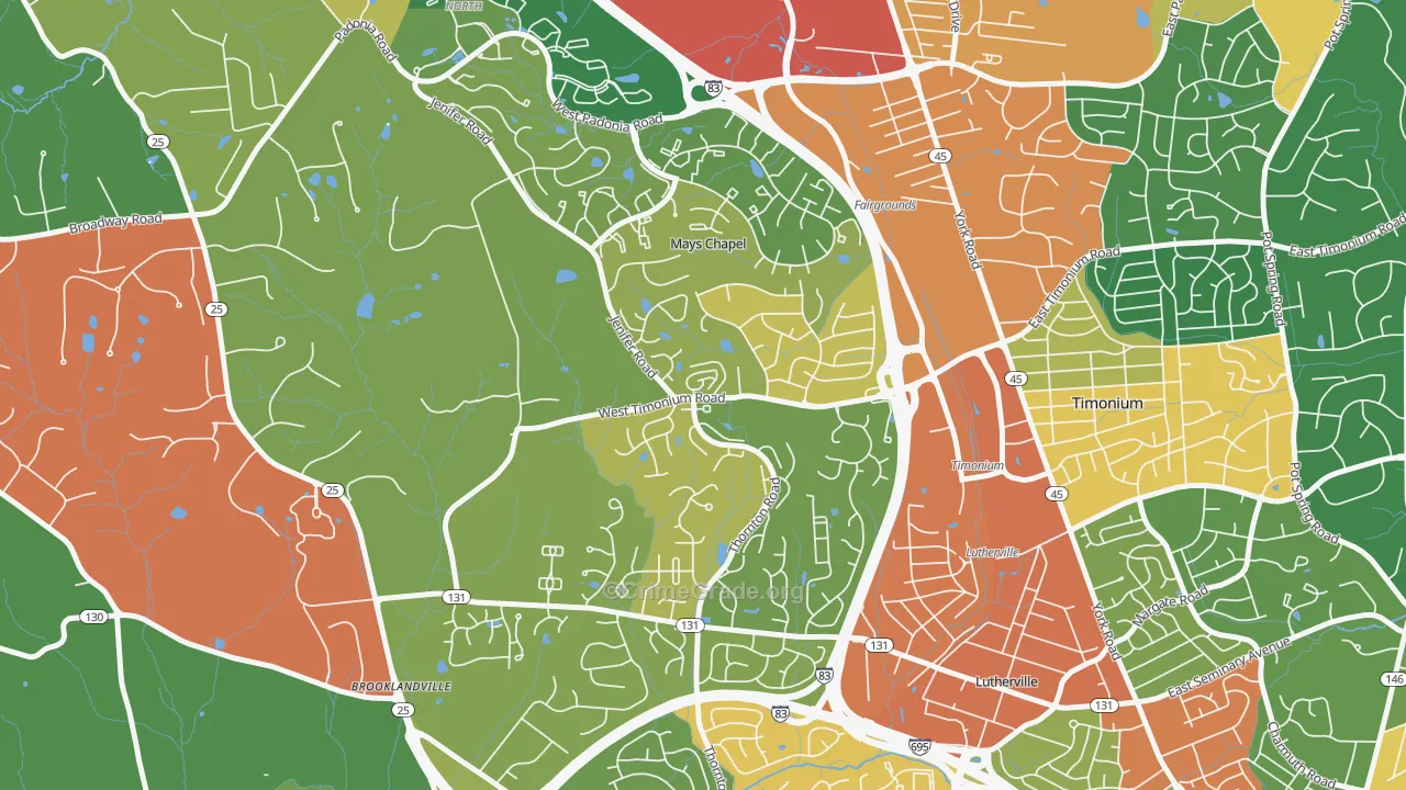 Mays Chapel, MD Map of Burglary Rates