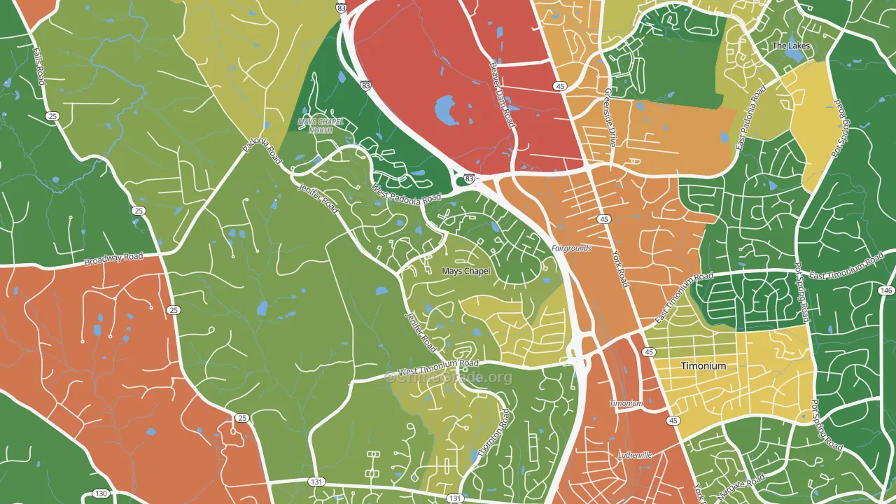 Mays Chapel Village, Mays Chapel, MD Map of Burglary Rates