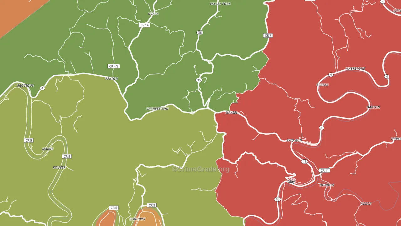 Maysel, WV Map of Burglary Rates